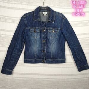 Ann Taylor Loft Stretch Denim Jean Jacket Size 10 Medium Wash